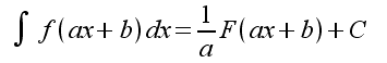 int f(ax+b) dx={1 over a}F(ax + b) +C